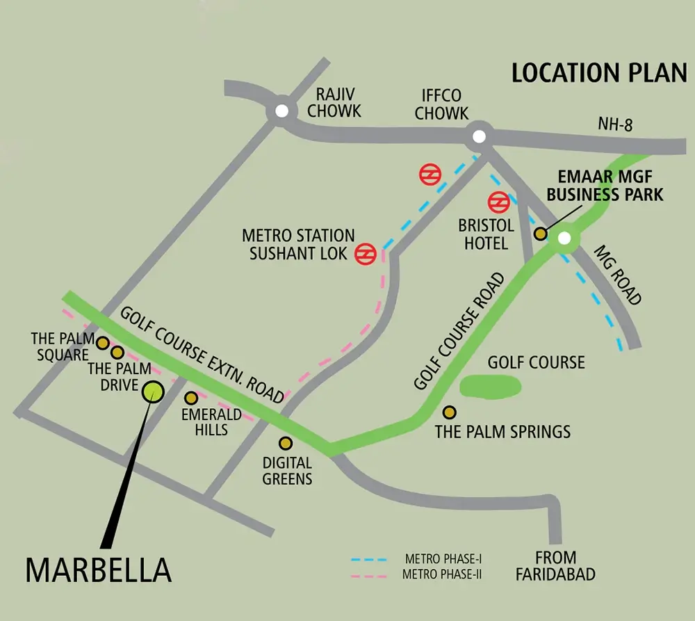 Emaar Marbella Villas Gurgaon Map Key Assets