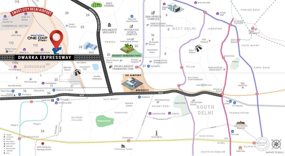 Smart World One DXP Map Sector 113 Gurugram Dwarka Expressway Key Assets