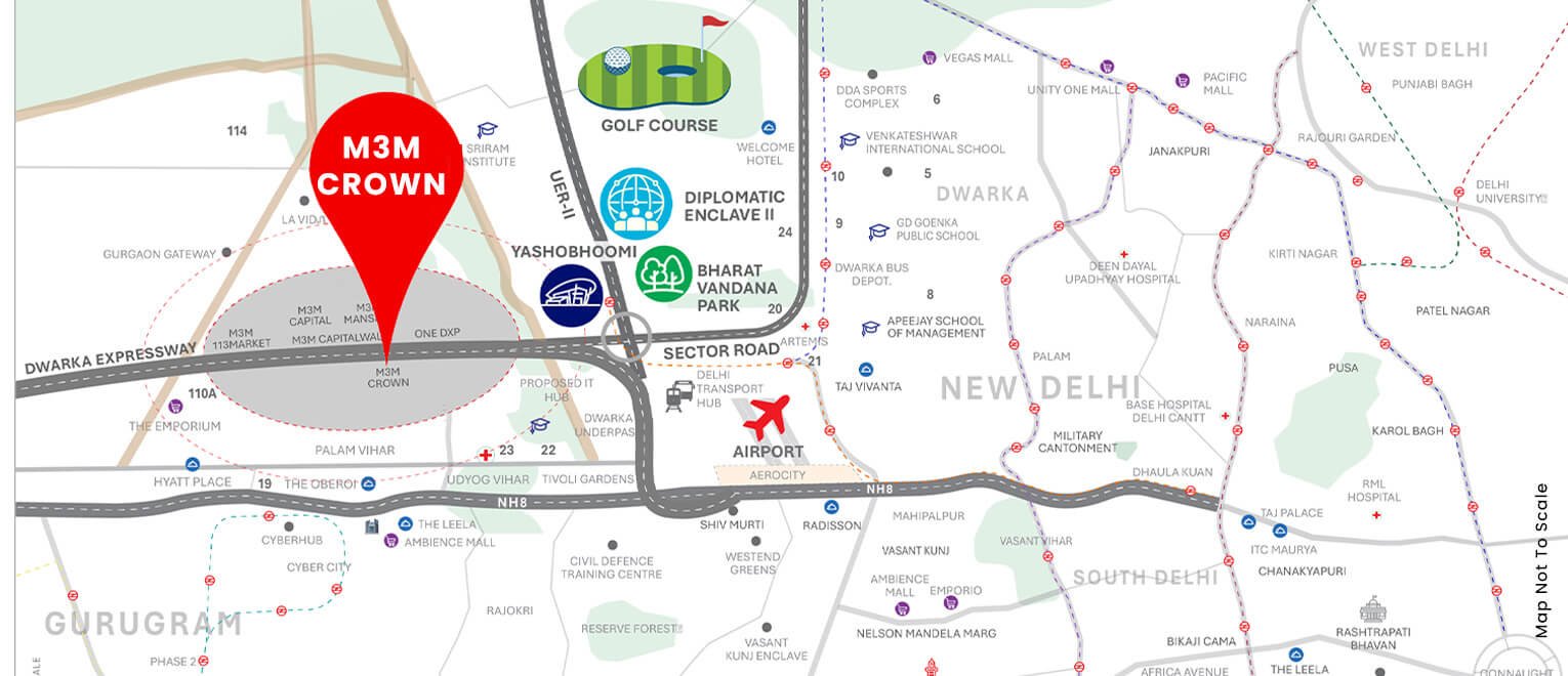 crown location map key assets sector 111 gurgaon