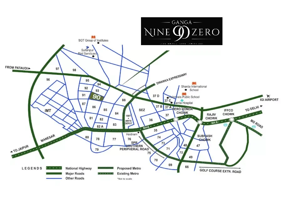 Ganga Realty Nine Zero Map Key Assets