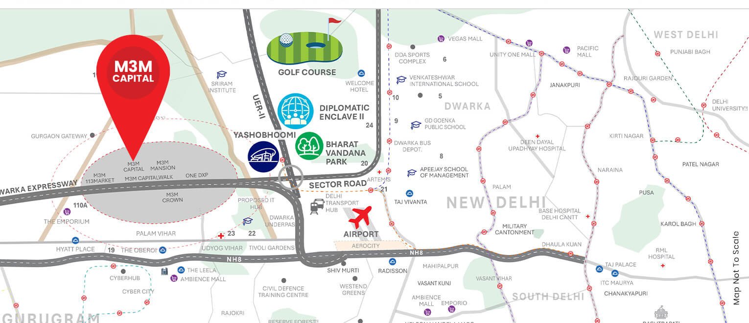 M3M Capital, Sector 113, Gurugram Luxury 2, 3 & 4 BHK Residences on Dwarka Expressway Key Assets